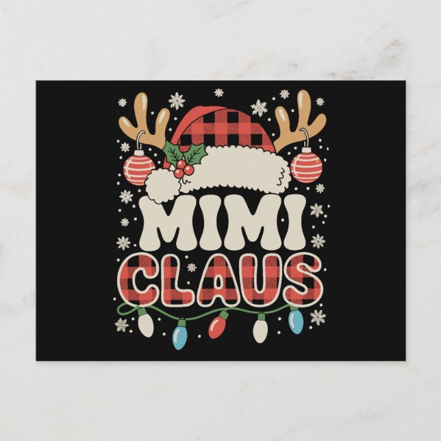 Mimi Claus Röda Buffalo-rutiga julbelysningar jul Helg Vykort (Framsida)