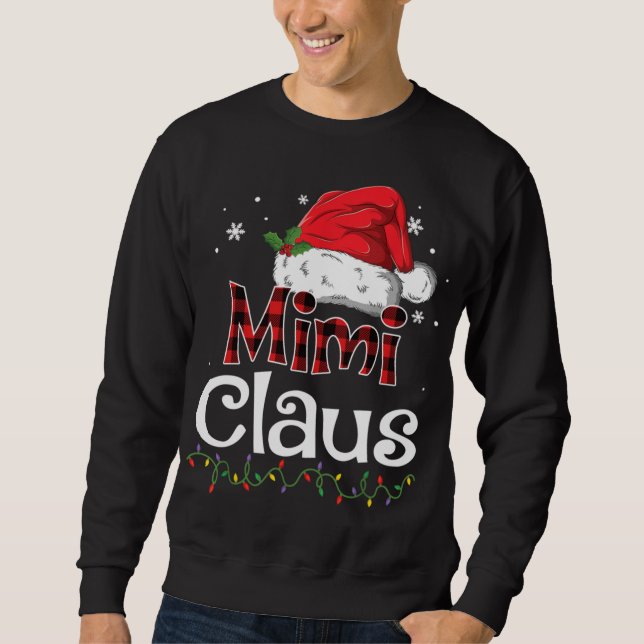 Mimi Claus Santa Hat Red Play Buffalo jul P Lång Ärmad Tröja (Framsida)