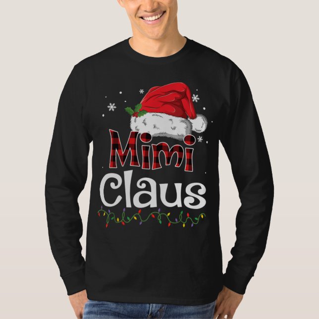 Mimi Claus Santa Hat Red Play Buffalo jul P T Shirt (Framsida)