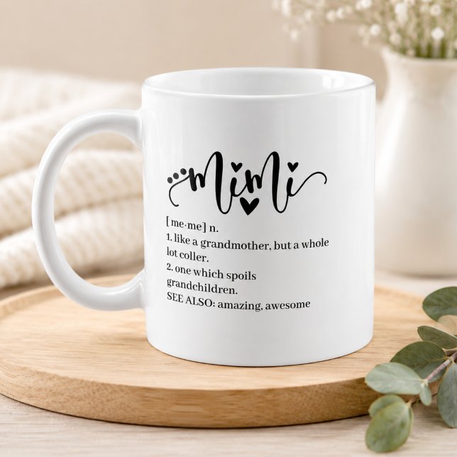 Mimi Definition Mormor Script Hjarta Minimal Rolig Kaffemugg (mimi grandma grandmother holiday gift presents  grandparents day mothers day christmas birthday)