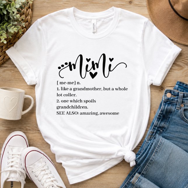 Mimi Definition Mormor Script Hjarta Minimal Rolig T Shirt (Skapare uppladdad)