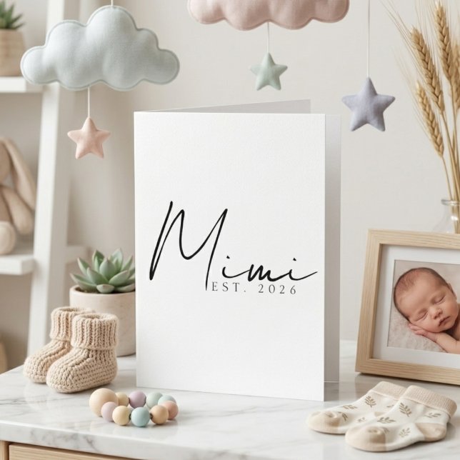 Mimi EST Årsmeddelande Elegant Skriptdesign Kort (Skapare uppladdad)