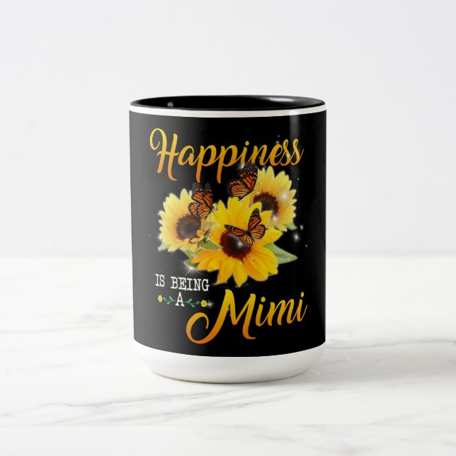 Mimi Gift| Glädjande är en mimissolros Två-Tonad Mugg (Center)