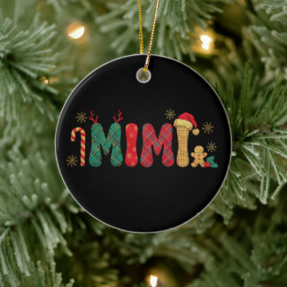 Mimi jul rutmönster farmor pepparkaksgubbe ren julgransprydnad keramik