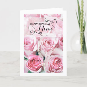 MIMI-kortet rosa ros Grattis på födelsedagen Kort