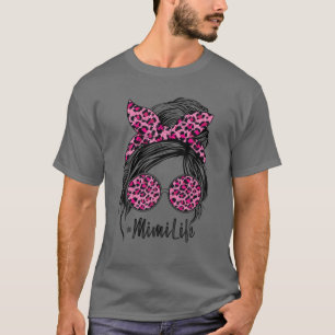 Mimi Life Hair Bandana Glasses Leopard Funny Mothe T Shirt