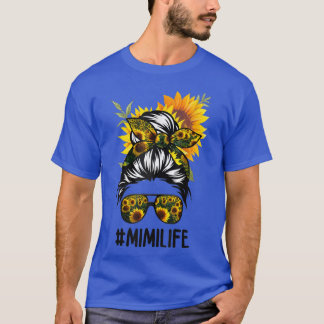 Mimi Life Messy Hair Bun SunBlom Women Mor T Shirt
