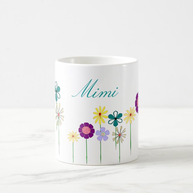 Mimi - ljusa blommor för henne kaffemugg (Center)
