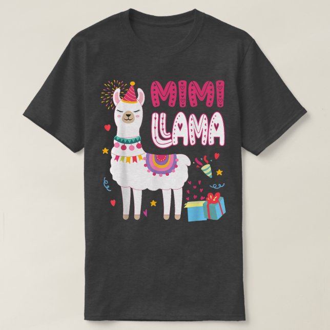 Mimi Llama Grandma Of A Birthday Boy Girl Llama Bi T Shirt (Design framsida)