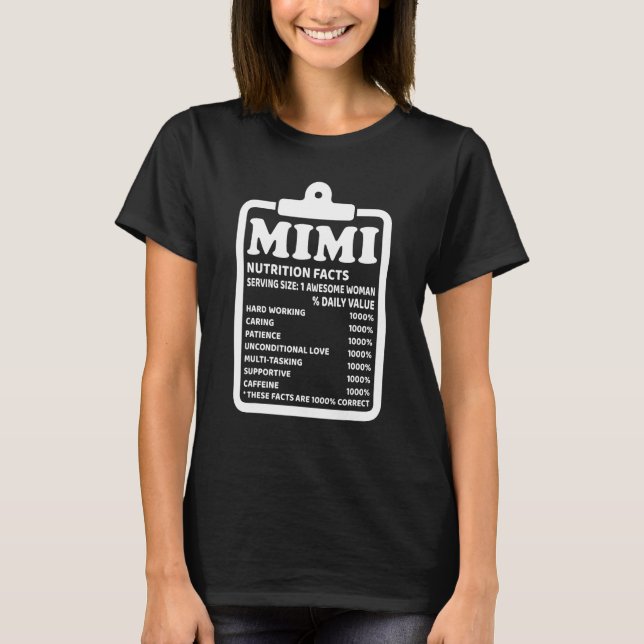 Mimi Nutritional Facts  Grandma T Shirt (Framsida)