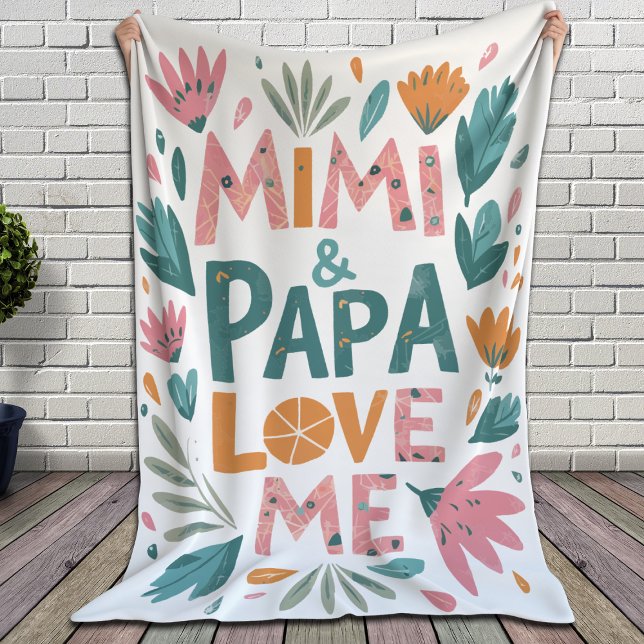 Mimi och Pappa Kärlek Me - Blommigt Fleecefilt (Skapare uppladdad)