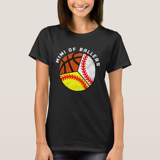 Mimi Of Ballers Baseball Softball Basketball Mimi T Shirt (Framsida)