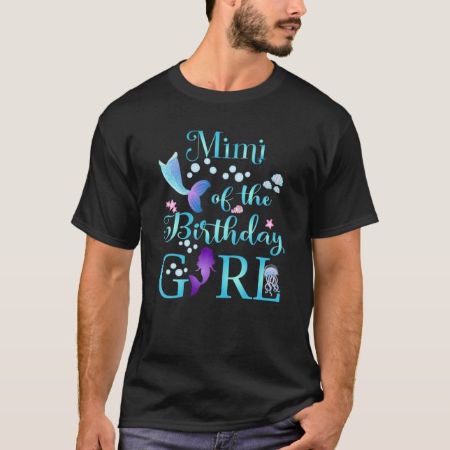 Mimi of Birthday Girl Grandma Sjöjungfru First Bi T Shirt (Framsida)