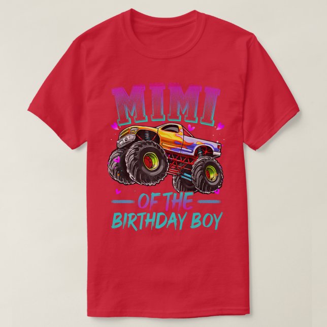 Mimi of the Birthday Boy Monster Lastbil Birthday T Shirt (Design framsida)