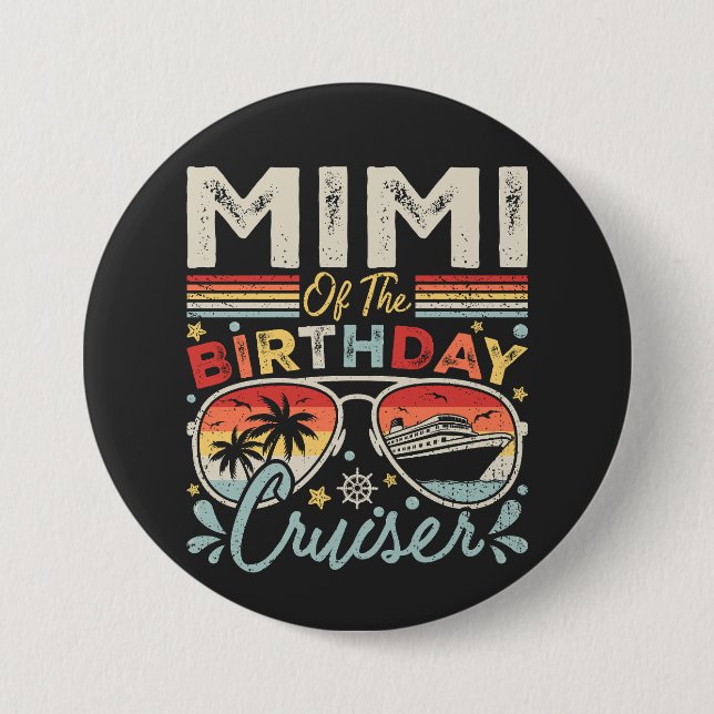 Mimi of the Birthday Cruiser Vacation Round Knapp (Framsida)