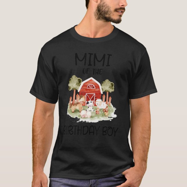 Mimi of the Birthday for Boy Barnyard Boskap T Shirt (Framsida)