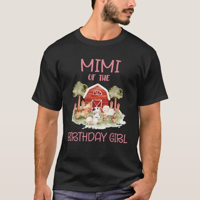 Mimi of the Birthday for Girl Barnyard Farm Animal T Shirt (Framsida)