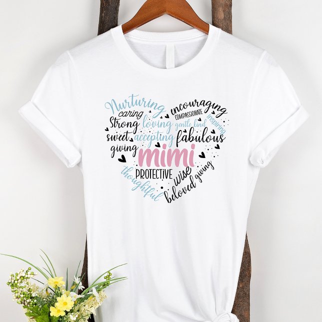 Mimi Ord Cloud Rosa Heart Grandma T Shirt (Skapare uppladdad)