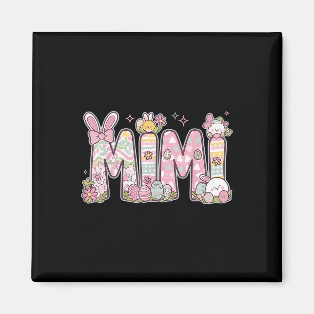 Mimi Påsk Coquette Bow Glad påsk Bunny Rabbit Magnet (Framsidan)