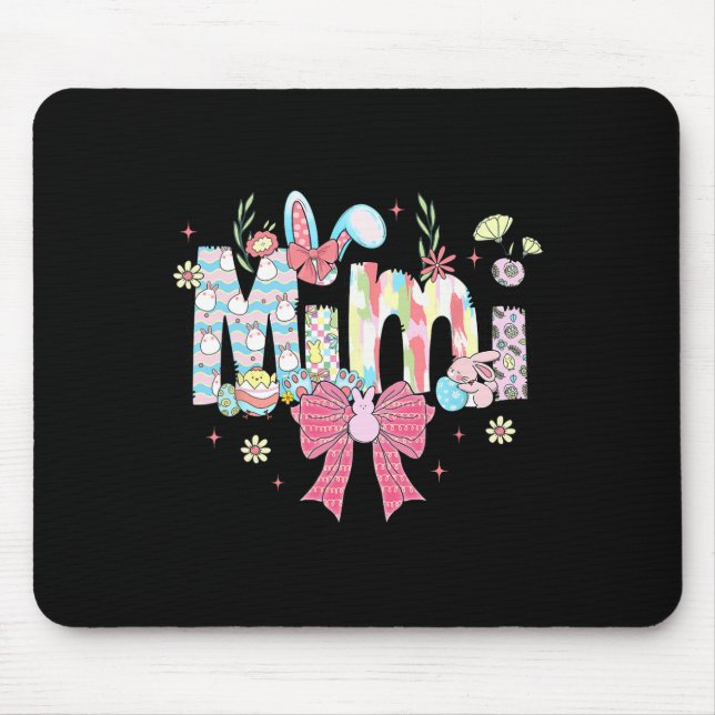 Mimi Påsk Coquette Bow Glad påsk Bunny Rabbit Musmatta (Framsidan)