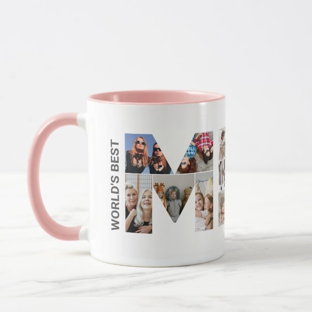 Mimi Photo Collage Brev Cutout Grandma Birthday Mugg (Vänster)