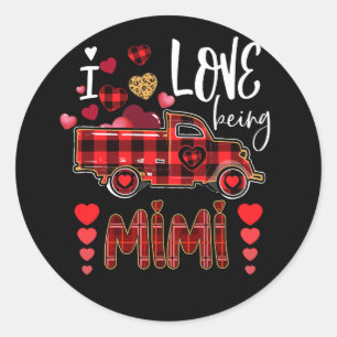 Mimi Red Play Lastbil Hearts Alla hjärtans dag Runt Klistermärke