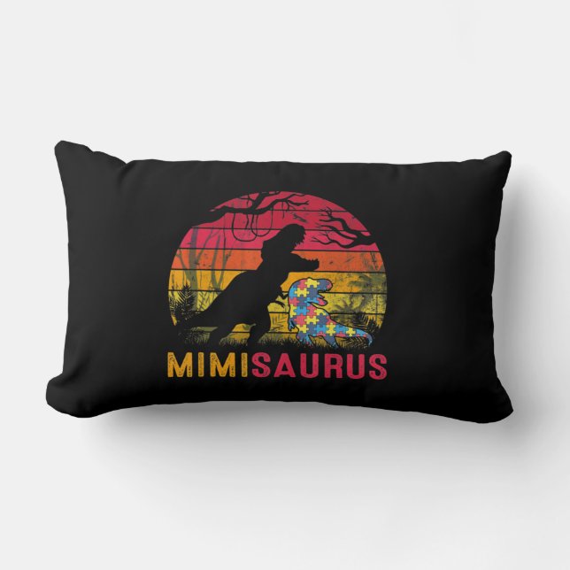 Mimi Saurus Rex Autism Awareness Funny Dinosaur T- Lumbarkudde (Framsida)