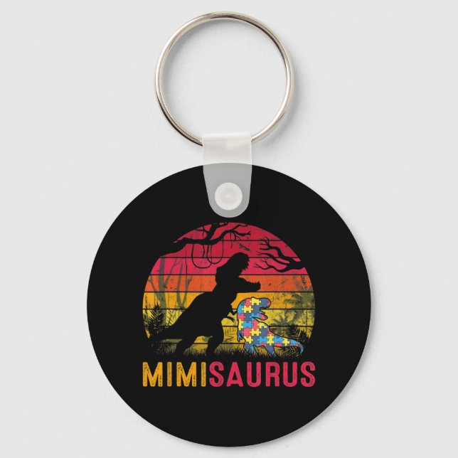Mimi Saurus Rex Autism Awareness Funny Dinosaur T- Nyckelring (Framsida)