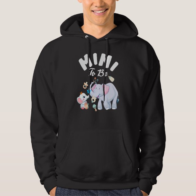 Mimi ska vara elefant babyskare Mors dag Hoodie (Framsida)