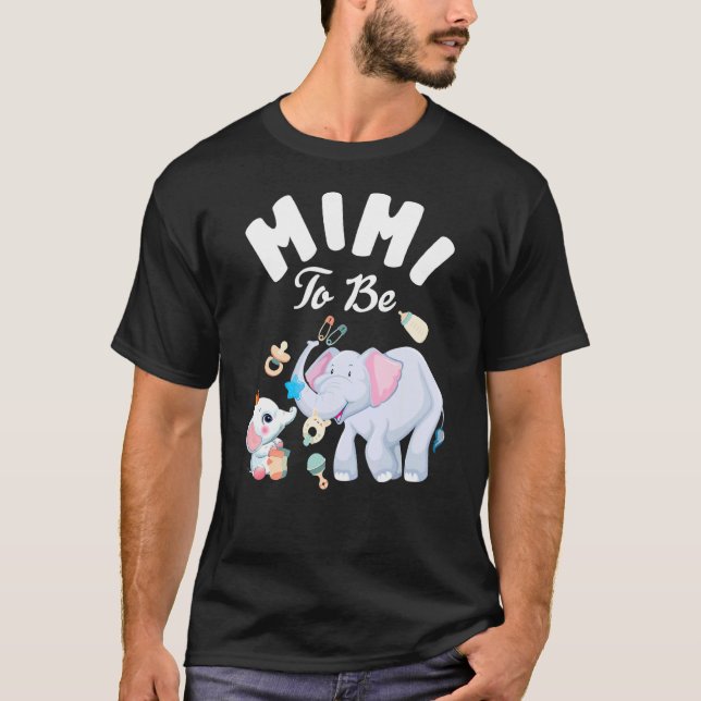 Mimi ska vara elefant babyskare Mors dag T Shirt (Framsida)