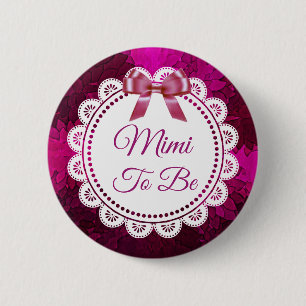 Mimi som ska vara Magenta Bow Baby Shower-knapp Knapp
