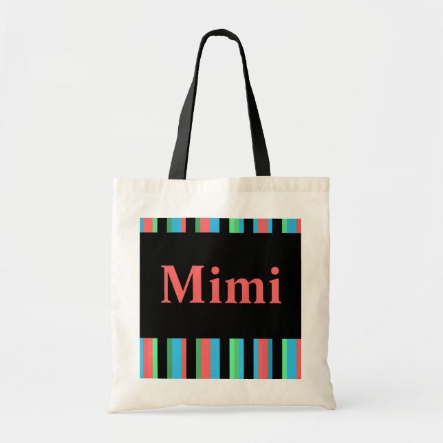 Mimi Söt Stripe Tote Bag Tygkasse (Framsidan)
