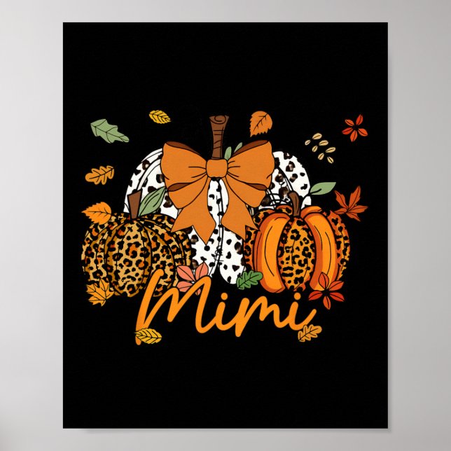 Mimi Thanksgiving Leopard Pumpkin Coquette Bow Mam Poster (Framsidan)