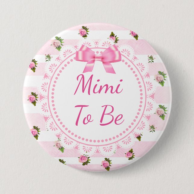Mimi to be Baby Shower Button Rosa ros Knapp (Framsida)