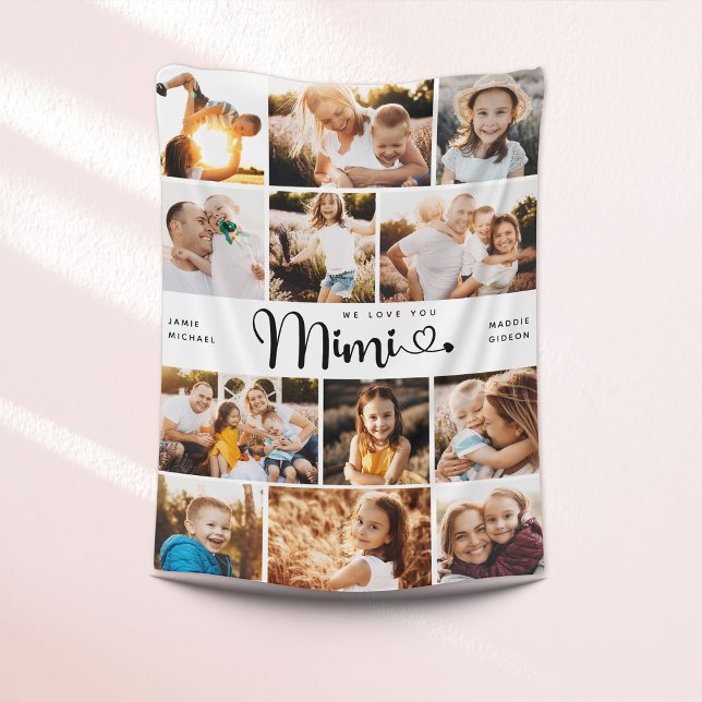 Mimi We Kärlek du Hearts Modern Photo Collage Fleecefilt (Skapare uppladdad)
