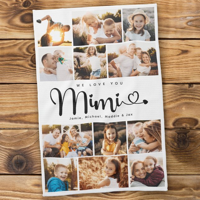 Mimi We Kärlek du Hearts Modern Photo Collage Kökshandduk (Skapare uppladdad)