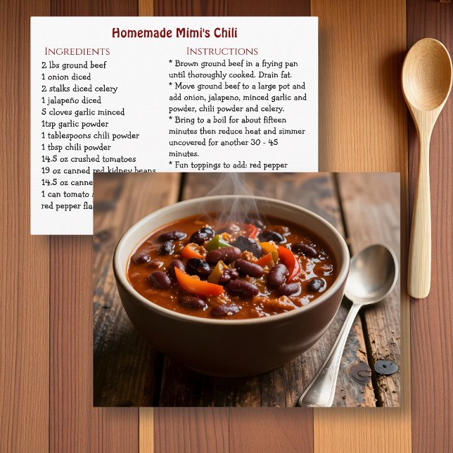 Mimi's Chili Recipe Card Vykort (Skapare uppladdad)