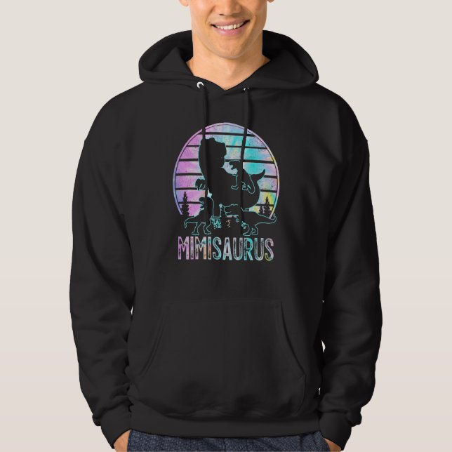 Mimisaurus doinosaur Mimi av 3 barn Tie Dye Sunset Hoodie (Framsida)