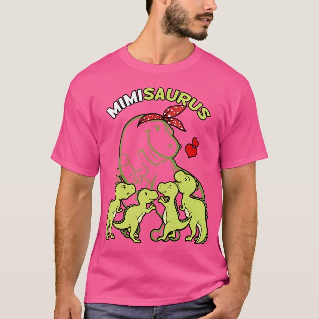 Mimisaurus Mimi 4 Kids Dinosaur Mors dag T Shirt (Framsida)