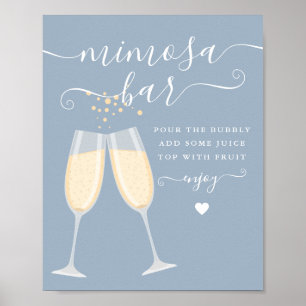 Mimosa Bar Bröllopsdusch Dusty Blue Skylt