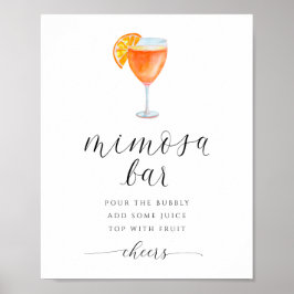 Mimosa Bar Bröllopsduschskylt Vattenfärg Poster