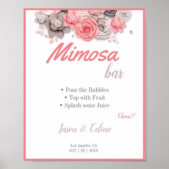 Mimosa Bar Bröllopsskylt Poster (Framsidan)