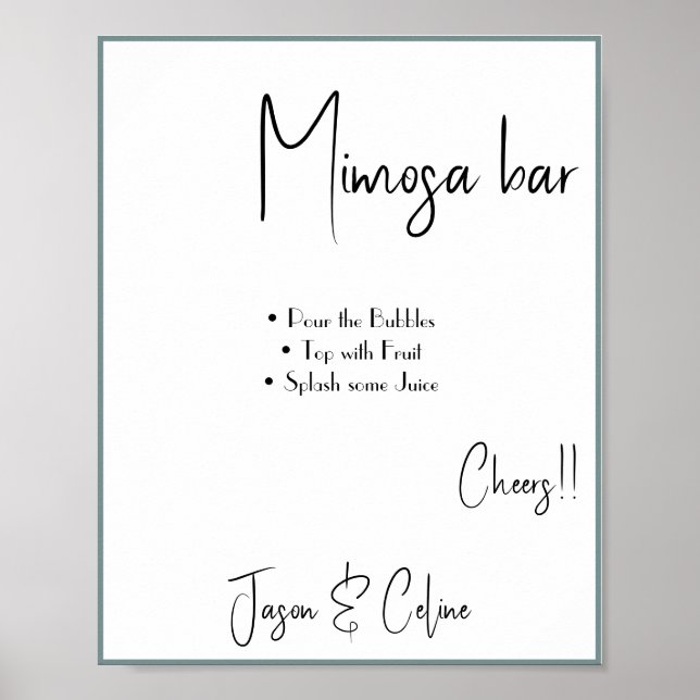 Mimosa Bar Bröllopsskylt Poster (Framsidan)