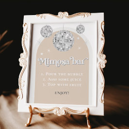 Mimosa Bar Bubbly Disco Ball Bröllopsfest Poster