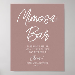 Mimosa Bar Cheers Modern Script Rosa Guld Poster