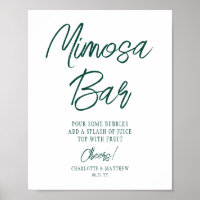 Mimosa Bar Cheers Modern smaragdgrön script