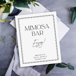 Mimosa Bar Elegant Bröllopsfest i svart och vitt Poster