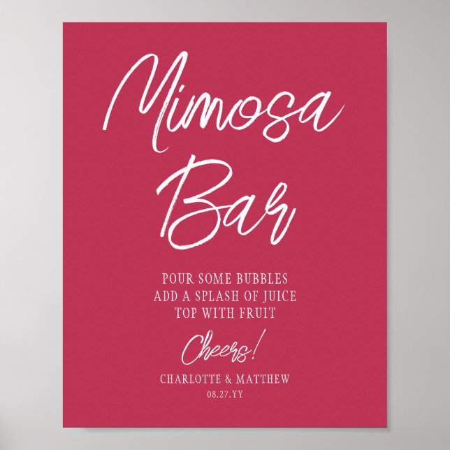 Mimosa Bar Glada Modern Skript Viva Magenta Poster (Framsidan)