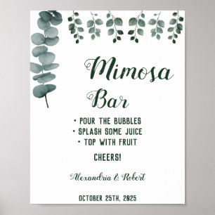 Mimosa Bar Grönska Eukalyptus Bröllopsskylt Poster