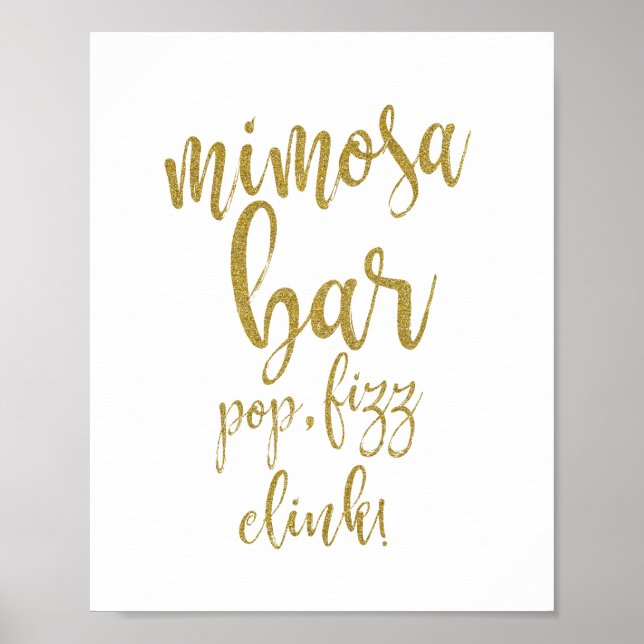 Mimosa Bar Guld Glitter 8x10 Bröllopsskylt Poster (Framsidan)